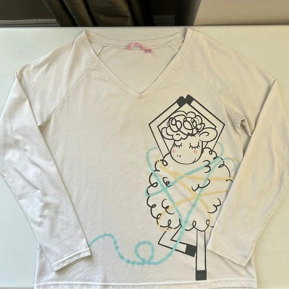 La Vie en Rose Pajama Set 2PC Sleepwear Long Sleeve Top PJ Pants White Grey Smal - Picture 13 of 14